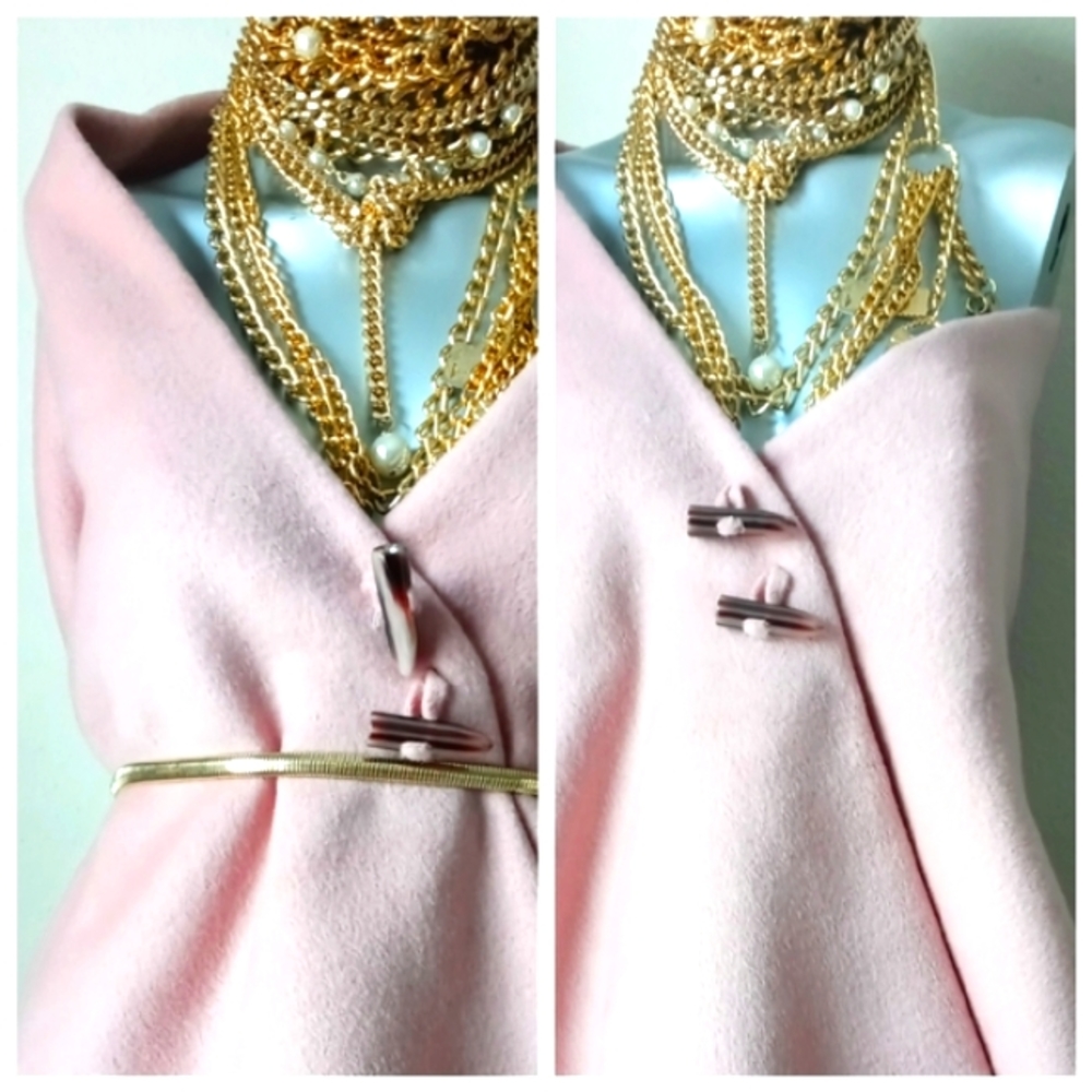 MODA INTERNATIONAL High-Low Barbie Pinks Tortoise Shell Buttons Shrug